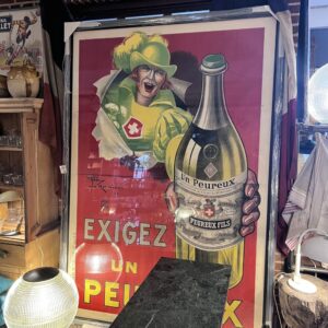 Stor antik Un Peureux fransk reklameplakat