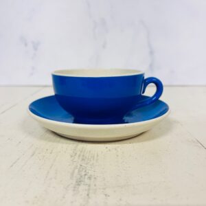 Fransk blå kaffekop med underkop fra Villeroy & Boch
